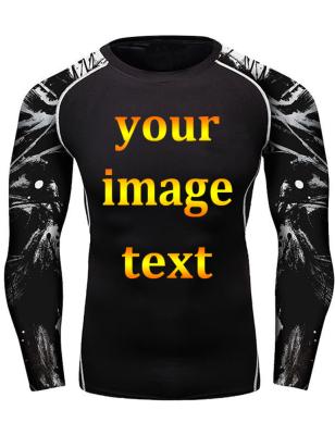 China Your Own Compression Shirt Men's Long Sleeve Sports Training Suit Front And Back Breathable Design, And Add Text for sale