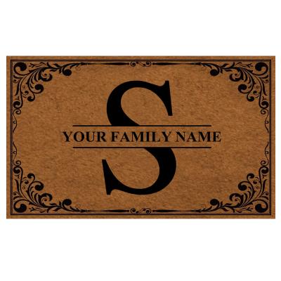 China QUICK DRY Custom Your Home Floor Mat Rubber Pad Entryway Family Name Printed Door Mat Customized Doormat Monogrammed Pattern for sale