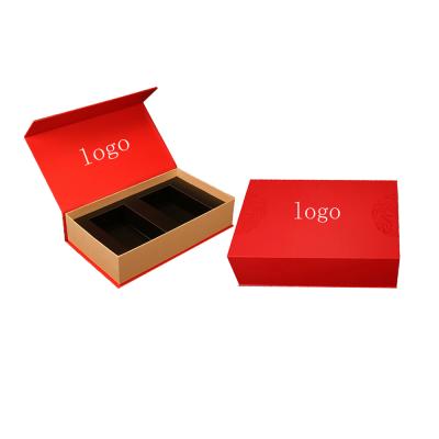 China Custom Renewable Materials Logo Festival Gift Box Gift Box Packing Elegant Red Tea Tea Beautifully Packed Craft Box for sale