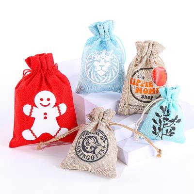 China Custom Jewelry Twine Burlap Tote Bags For Chewing Gum Packaging Custom Small Jute Drawstring Bags Gift Bags for sale