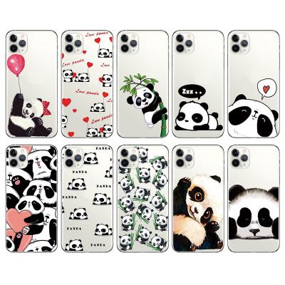 China Shockproof Antiman New small fresh Funny Cute Panda pattern phone case for iPhone11 12 13pro max xr max mobile phone hanging accessories for sale