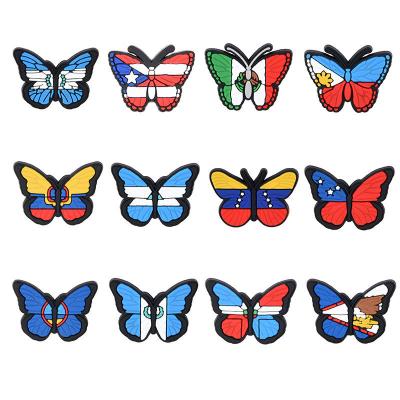 China Factory Wholesale Custom PVC Butterfly Clog Charm Luxury Shoe Charms Designer Croc Shoe Charms for sale