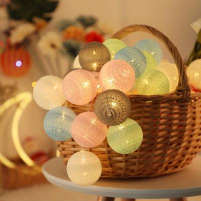 China Cotton Ball Party Decoration Christmas Low Cost Cotton Ball Battery Operated LED String Lights for sale