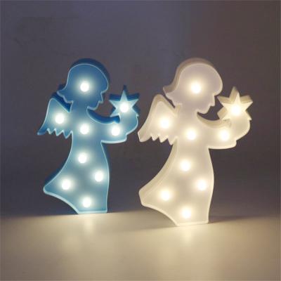 China Christmas Party Hoom Decoration 9 LED Angel Plastic Night Light 3D Marquee Desk Table Lamp Letter Lights Kids Room Decoration Rose Lamp/White/Blue for sale