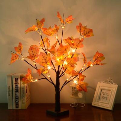 China Classis 24 LED Thanksgiving Battery Operated Maple Leaves Autumn Tree Lights Decoration Perfect Thanksgiving Gift for sale