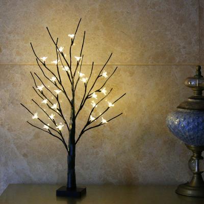 China Battery Operated Christmas Party Hoom Decoration 2ft Cherry Blossom Flower Bonsai Tree Lights with 24 Warm White LEDs for Indoor Use for sale