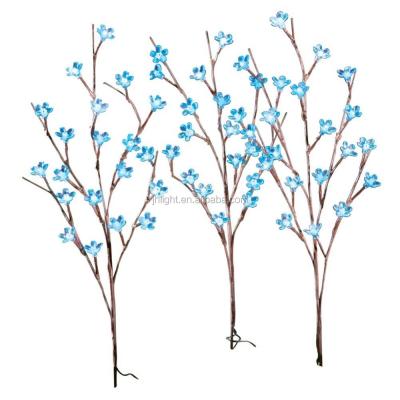 China Solar PVC Flower Branch Garden Stakes - Set of 3, Blue Yellow Green LED for sale