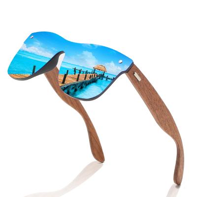 China Rectangle Branded Sunglasses Size Quality Wood Material Fashion Men Driving One Piece Polarized Lenses for sale