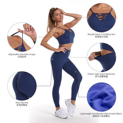 China New antibacterial yoga set 2021 fitness clothing woman fitness set fitness clothing 3 piece yoga set for sale