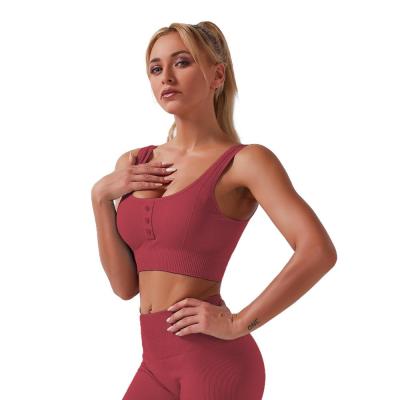 China Wholesale Antibacterial Active Sports Bra Seamless Ribbed Gym Wear Yoga Wear Bra Women One Piece Seamless for sale