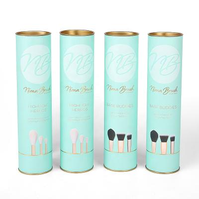 China Handmade Wholesale Custom Printing Cylinder Tin Packaging Box Makeup Brush Paper Cosmetic Tube for sale