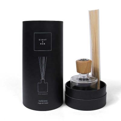 China Recycled Materials Cylinder Black Cardboard Roll Core Custom Gift Candle Scented Home Packaging Box Perfume Paper Tube With EVA Foam Insert for sale