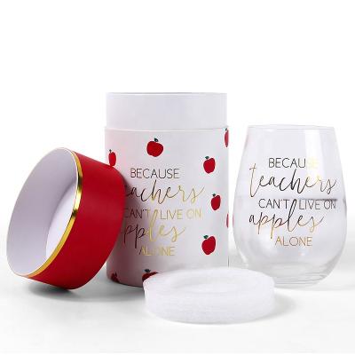 China Handmade custom printed round wine glass bottle packing case promotional gift paper round tube for candle holder for sale