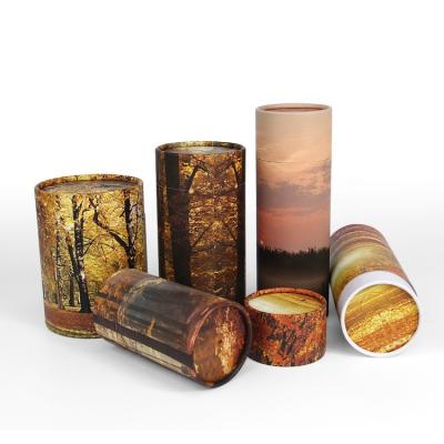 China Viable Biodegradable Paper Pet Urns Cremation Packing Eco-friendly Ash Scattering Tube For Cats Dog Human Casket for sale