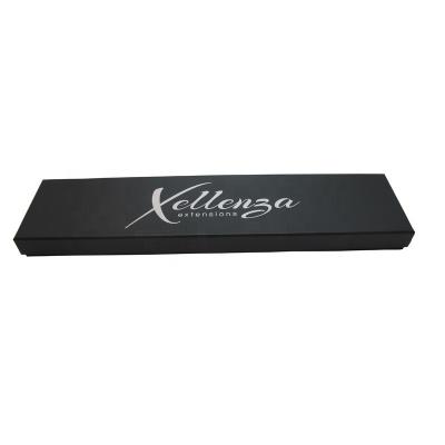 China Recyclable Matt Black Hair Weave Packaging Box With White Logo for sale