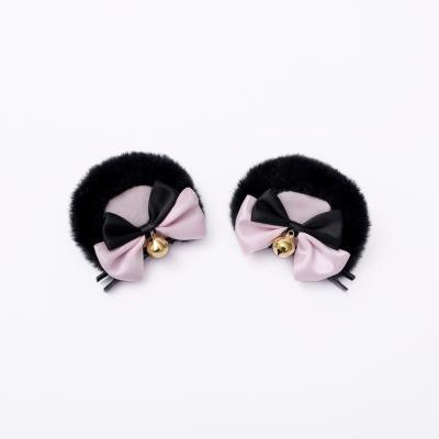 China Soft handmade cute double bow ear headband girl plush headdress jewelry festival party cosplay props for sale