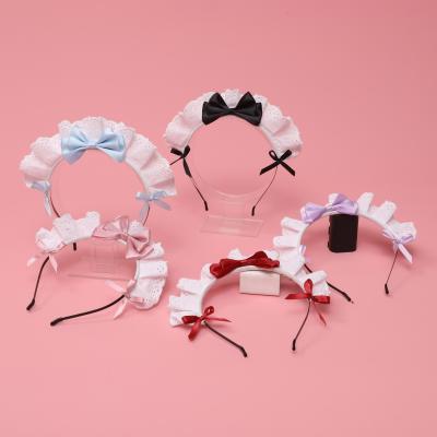 China DIY Party Hair Accessories Birthday Party Show Lolita Hair Accessories Lace Up Bow Maid Hair Band for sale