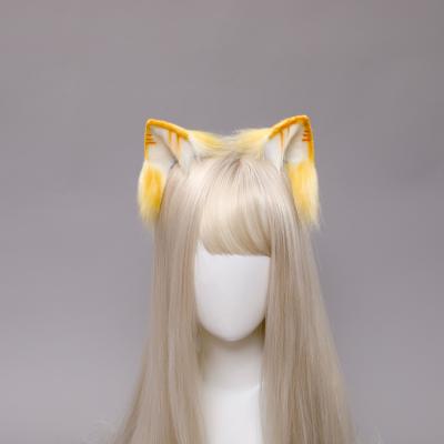 China Sweet girl headdress jewelry festival cosplay party props handmade cute orange cat plush cat ears headband for sale