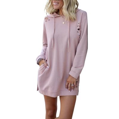 China 2021 Autumn Women's Loungewear Solid Breathable Winter Hoody Loose Long Sleeve Swear Tops Dress For Women for sale