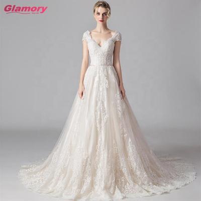 China 2020 Vestidos De Novia High-quality Elegant Breathable Sweetheart Lace Appliques A-Line Wedding Dress With Sash for sale