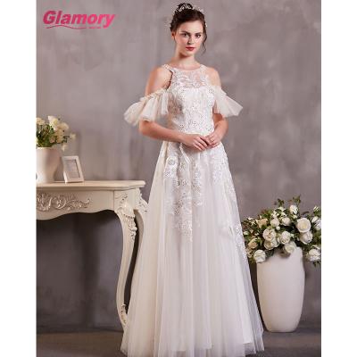 China Breathable Travel Photo A Line Dress Wedding Outdoor Lawn Seaside Tulle Beach Wedding Dress for sale