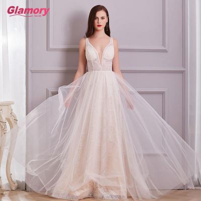 China Breathable Sexy Long White Dresses See Through Sparkle Tulle Prom Floor Length Party Dress For Women for sale