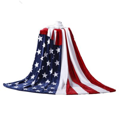 China Plush Fleece Factory Anti-pilling Custom American Flag 3D Printed Photos Blankets Customize Pattern Print Sherpa Throw Blanket for sale