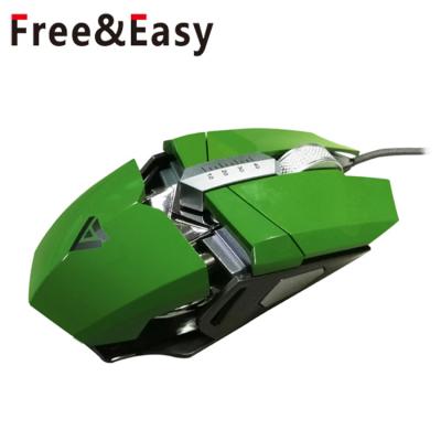 China 8D Gaming Mouse New LED Illuminated Metal Bottom Green Gaming Mouse for sale