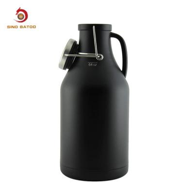 China 64oz zwarte Dubbele Muur Flip Top Beer Growler Te koop