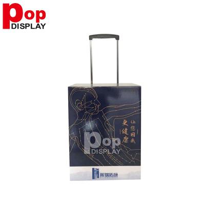 China 2022 double sides new cardboard box with wheeled trolley display boxes for sale