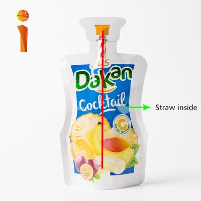 China Barrier China Factory Customized Packaging Plastic Fruit Drink Juice Pouch Bag With Straw for sale