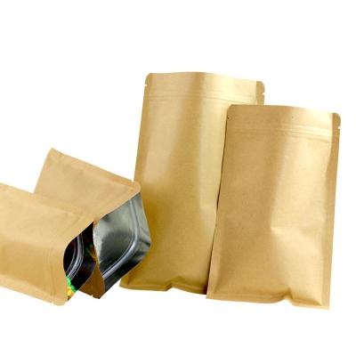 China Recyclable Various Aluminum Foil Kraft Paper Food Top Zipper Self Sealing Packaging Bag With Logo for sale