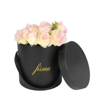 China Recyclable Custom Round Flower Gift Box Cardboard Paper Boxes For Flowers With Handle for sale