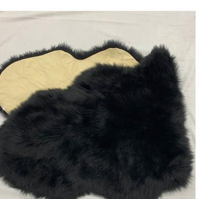 China Floor Black Sheepskin Chair Cushion Pad For Living Room Sofa OEM for sale