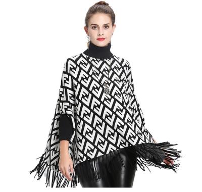 China With Sleeves High Collar Knitted Sweater Shawls Pullover Long Sleeve Tassel Bohemian Shawls For Women for sale