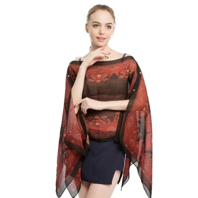 China Soft Touch Feeling Wholesale Women Fashion Long Digital Print Silk Chiffon Beach Shawl Scarves for sale