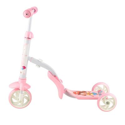 China Height Adjustable Baby Bike Load Light 3 Wheels Kids 2 IN 1 Kids Kick Scooter High Quality Foldable Kids Scooter for sale