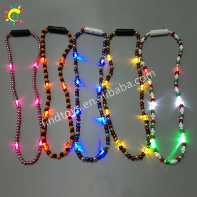 China Custom Flashing 3 Beads Necklace Different Modes LED Flashing Glow in the Dark for Mardi Gras Party Supplies for sale