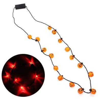 China Modern Custom Halloween Pumpkin Bead Necklace Mardi Gras Glow Necklace Party Supplies for sale