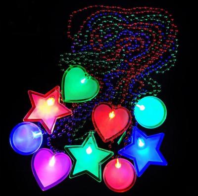 China Custom Party Accessories Heart Shape Light Led Necklace Star Necklace Luminous Pendant For Party Wholesale for sale