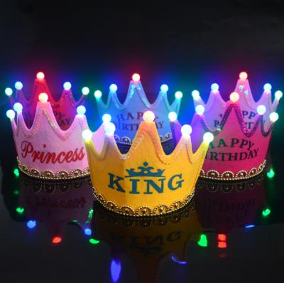 China Custom Birthday Party Hat Led Glitter Crown Princess Birthday Hat For Adult And Kids for sale