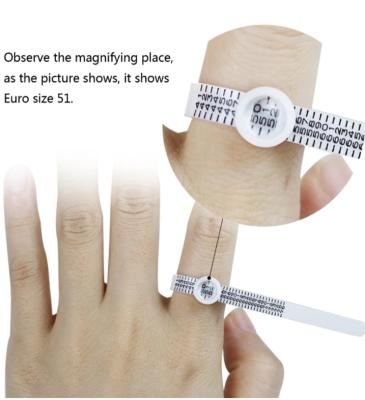 China High Quality Jewelry Plastic Finger Ring Measuring Tool Flat Eu Ring Sizer Measure Tool for sale