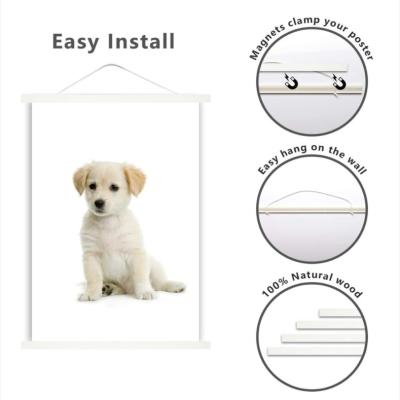 China Factory Sales Eco-friendly White Wooden Frame Photo Hanger Magnetic Poster Hanger Frame for sale