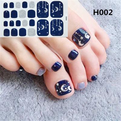 China Popular Easy Professional Manicure Full Toe Nail Tips Decals Adhesive 3D Toenail Stickers Art DIY Accessories for sale