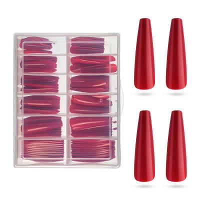 China XXL Solid Color French Coffin Nail Tips Long Flat Ballerina False Fake Nail Press On Nail 120pcs/Box White/Clear for sale