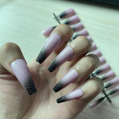 China Long Lasting Manicure Extension Powder Glitter Gradient Acrylic False Nail Tips Press On Nails Gel Nail Polish Wholesale for sale