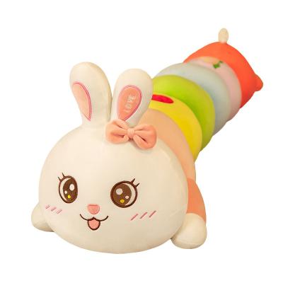 China Cute Plush Baby Stuffed Carpenterworm Toy Bolster Carpenterworm Animal Doll Colorful Soft Material Plush Rabbit Head With Cartoon Face for sale