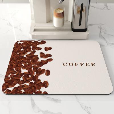 China Viable Soft Coffee Machine Diatomite Pads Absorbent Kitchen Table Tops Heat Insulation Pads Bar Counter Drain Drying Mat for sale