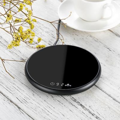 China Smart Round Shell Metal Panel Coffee Cup Heater Glass Cup Heater Self Sensor Touch Coaster Heater 55 Degree for sale