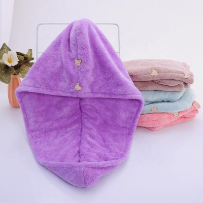 China Wholesale Microfiber Fleece Hair Drying Towel Microfiber Fashion Hair Wrap Hair Dryer Coral Towel Safe For Stock Kids for sale